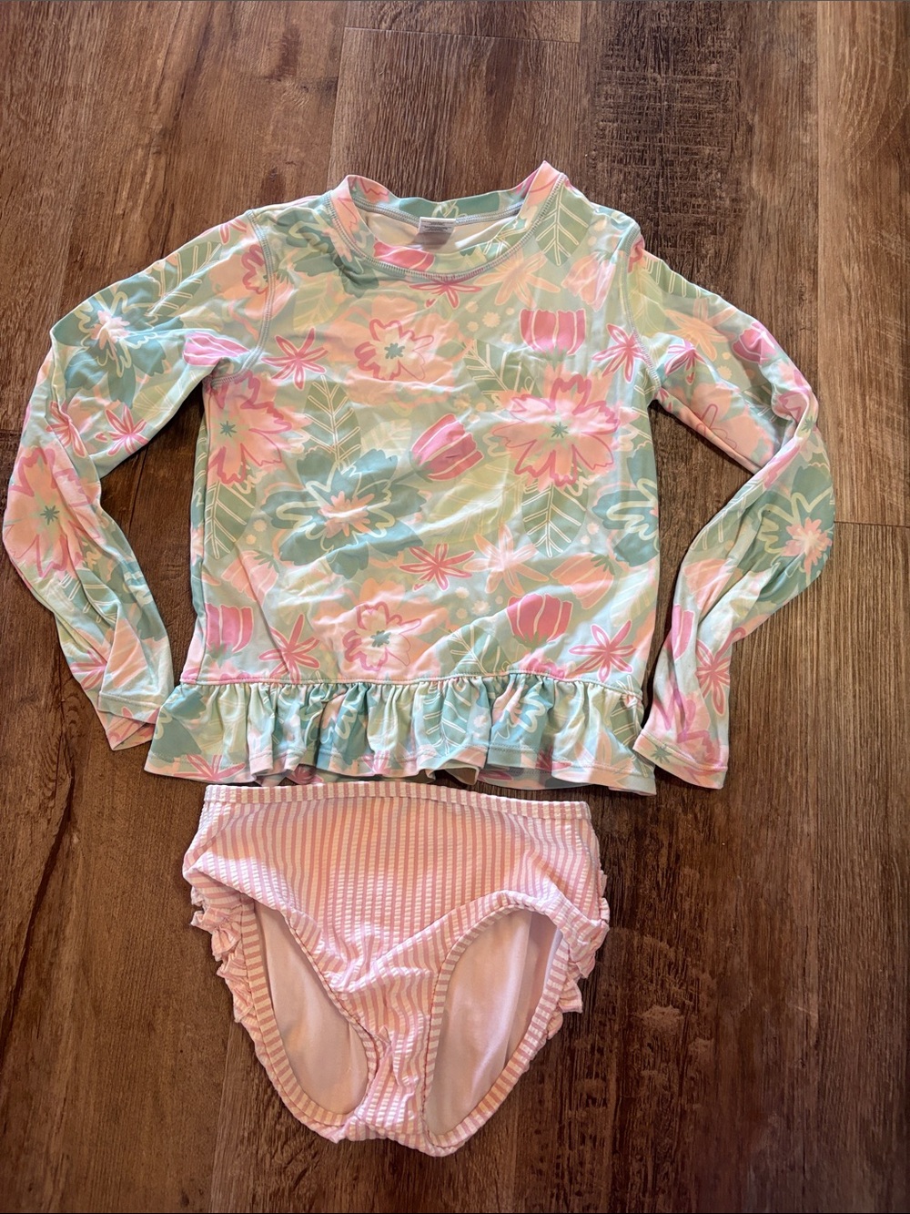 Ruffle Butts Rash Guard Swim Set-pink